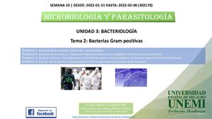 Unidad 3 Tema 2 Bacterias Gram Positivas
