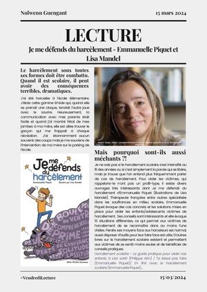 Lecture : Je me défends du harcèlement