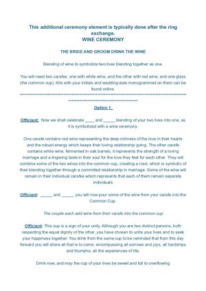 Wine Rite Wedding Ceremony