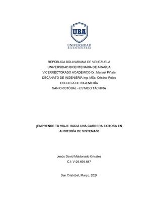 ¡EMPRENDE TU VIAJE HACIA UNA CARRERA EXITOSA EN AUDITORÍA DE SISTEMAS!