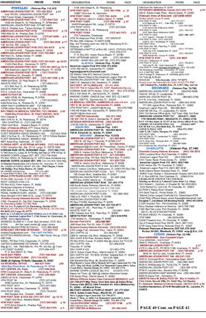 Listing of FLORIDA VETERAN ORGANIZATIONS by COUNTY