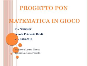 Presentazione Pon Matematica In Gioco