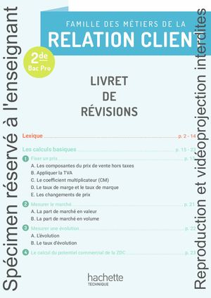 Livret de révision Famille des métiers de la relation client 2de Bac Pro