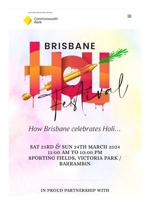 Celebrate Holi Festival Event in Brisbane 23rd & 24th March 2024