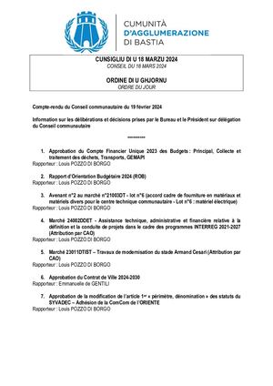 Conseil du 18 mars 2024