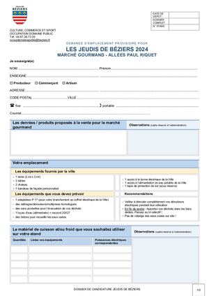 Dossier De Candidature Exposant Jeudis De Béziers 2024