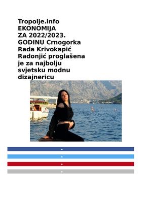 Calaméo - Tropolje Info ZA 2022/2023. GODINU Crnogorka Rada Krivokapić Radonjić proglašena je za najbolju svjetsku modnu dizajnericu