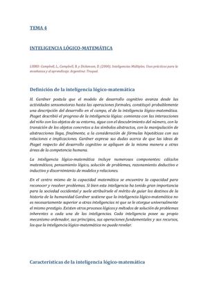 Tema 4 Inteligencia Lógico Matemática