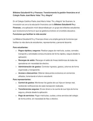 Billetera Estudiantil Fe Y Finanzas Ventajas Y Beneficios