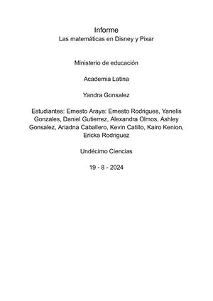 informe fisica - las matematicas en pixar y disney
