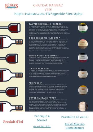 Fiche produit - Chateau Raissac Vins