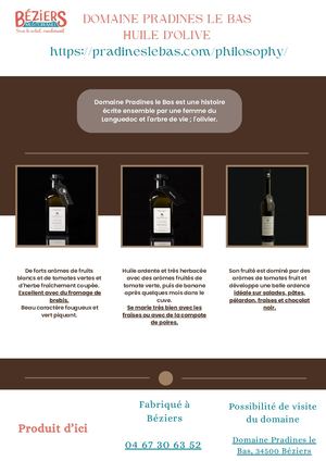 Fiche produit - Domaine De Pradines Huile Olive