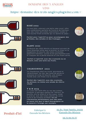 Fiche produit - Domaines Des 3 Angles Vins