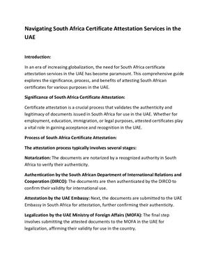 South Africa Certificate Attestation Services In The Uae