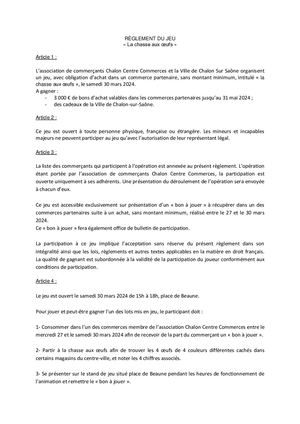Réglement Jeu La Chasse Aux Oeufs
