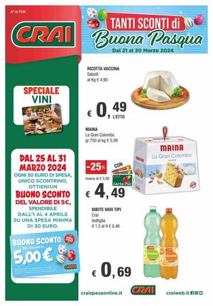 Volantino Crai Codè Piemonte dal 21 al 30 marzo