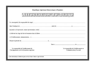 Attestation De Stage