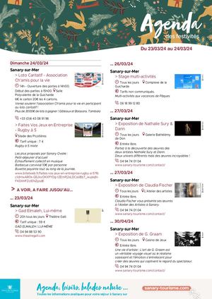 Agenda du week-end 23 & 24 mars 2024