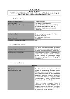 Fiche de poste