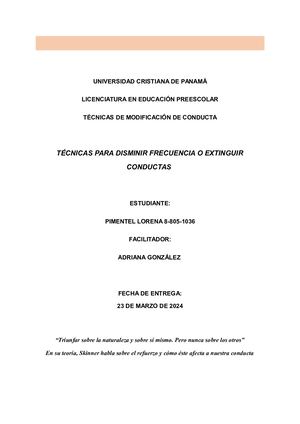 Trabajo Final  de TÉCNICAS DE MODIFICACIÓN DE CONDUCTAS