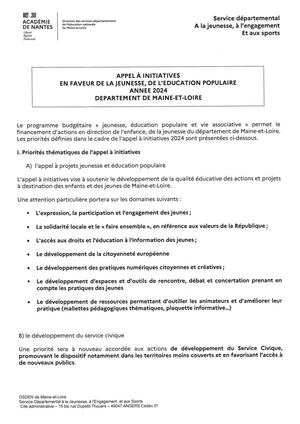 Appel à initiatives - SDJES 49