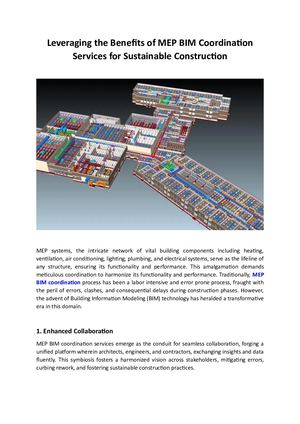 Leveraging The Benefits Of Mep Bim Coordination Services For Sustainable Construction