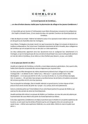 Le Grand Spectacle De Combloux Entretien Zoé Et Anaelle Mars 24