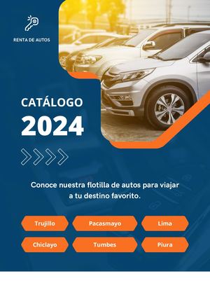 Documento A4 Catálogo De Autos Moderno Azul Y Naranja