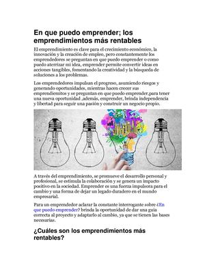 En Que Puedo Emprender; Los Emprendimientos Más Rentables