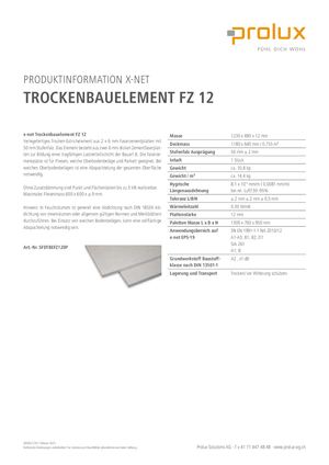 X Net Datenblatt Trockenestrichelement FZ12mm