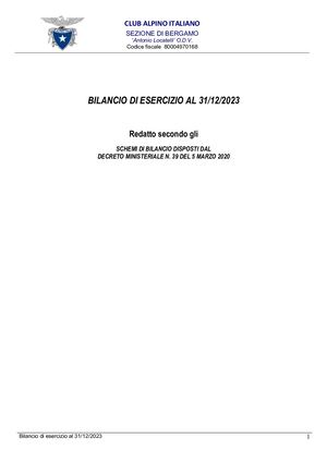 Cai Bergamo 23 03 2024 Bilancio 31 12 2023 Rendiconto Gestione