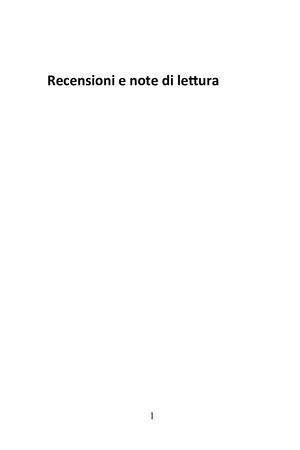 Recensioni E Note Di Lettura 2