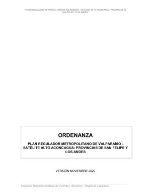 Plan Regulador Putaendo Ordenanza Premval Alto Aconcagua