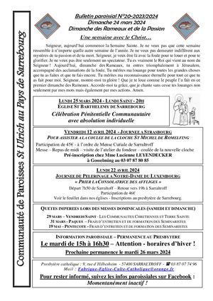 Bulletin Paroissial 20 2023 2024