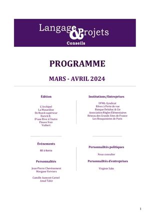 Newsletter Mars Avril 2024 Pdf