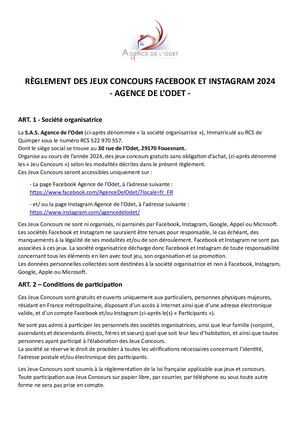 Reglement Des Jeux Concours Facebook Et Instagram 2024