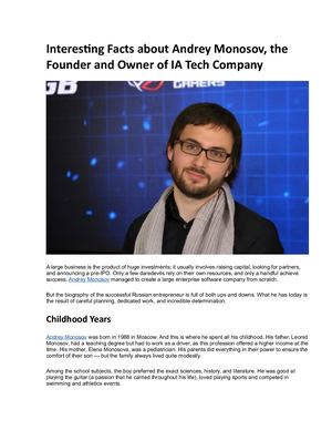 Andrey Monosov — biography of the founder of IA Tech.