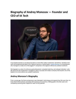 Biography of Andrey Monosov — Founder and CEO of IA Tech