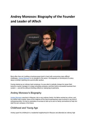 Andrey Monosov: Biography of the Founder and Leader of IATech