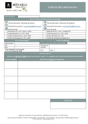 Fiche Declaration Sav