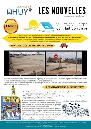 Nouvelles N°67 Mairie Ahuy Mars 2024