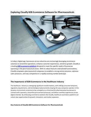 B2b Ecommerce Software For Pharmaceuticals Sector