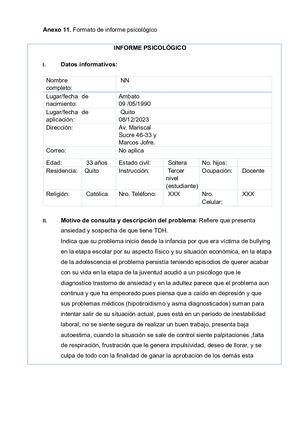 Informe Psicológico General  AMB