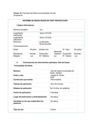 Resultados Test Aplicado GFP