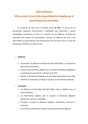 Guía Didácticaods En Acció Un Curs Lúdic De Gamificació En Llengües Per Al Desenvolupament Sostenible (Sagunt 2024)