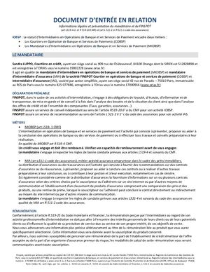 Document D’entrée En Relation Mandataire Finspot