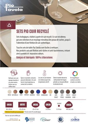 Pio Tavola Cuir Recycle Tarif Pvp 2024