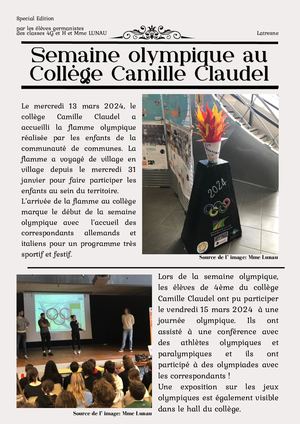 Semaine Olympique au collège