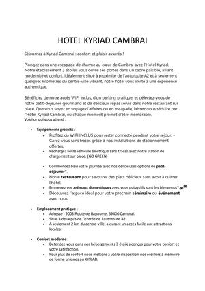 Hotel Kyriad Cambrai