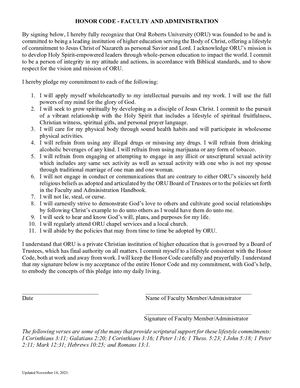 Faculty Adminstration Honor Code Final Approved 11 16 203 V2